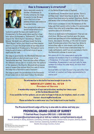 Waverley Lodge Freemasonry leaflet 4