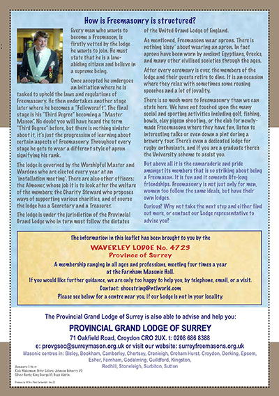 Waverley Lodge Freemasonry leaflet 4